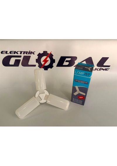 Lampist 18w 3 Kanatlı Katlanabilir Pervane Led Ampul E27 Standart Duy Geniş Açılı Tasarruflu Tavan Lambası 6500k Beyaz Işık Beyaz -6500k