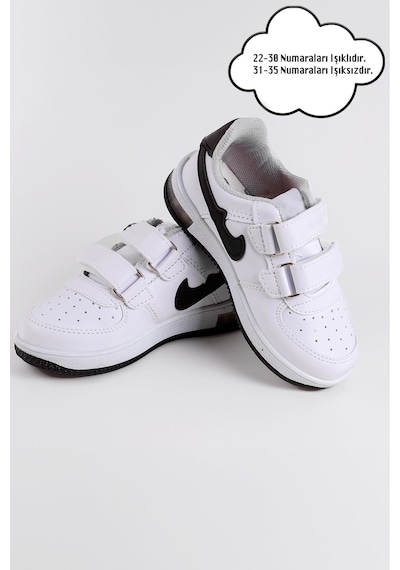 Nese Shoes Işıklı Çocuk Ortopedik Destekli Sneaker Beyaz-siyah