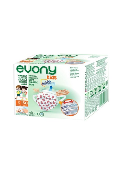 Evony Kids 3 Katlı Cerrahi Çocuk Maskesi 50 Adet