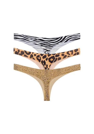 Vanilya Secret Lazer Tanga Leopar Desenli 3'lü Paket Kahve