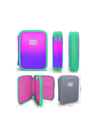 Coral High Pembe Mor Gradyan Kız Çocuk Okul Çantası Ve Organizer Kalemlik Seti 23762 11137 Mor - Pembe