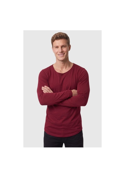 Deepsea Erkek Bordo %95 Pamuk Slim Fit Kesik Açık Yaka Likralı Penye Sweatshirt Oval Kesim 2602299