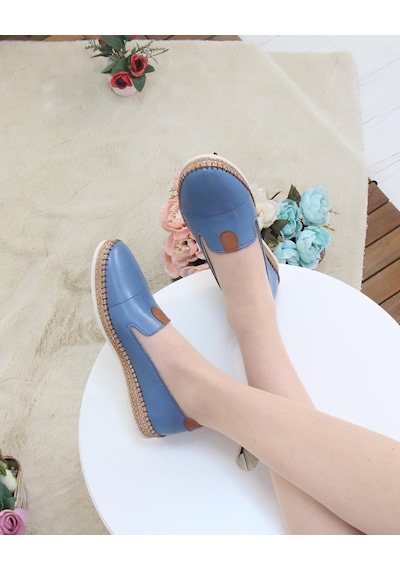 Nesil Shoes Syg P01 Mavi Hakiki Deri Kadın Ayakkabı-mavi Mavi