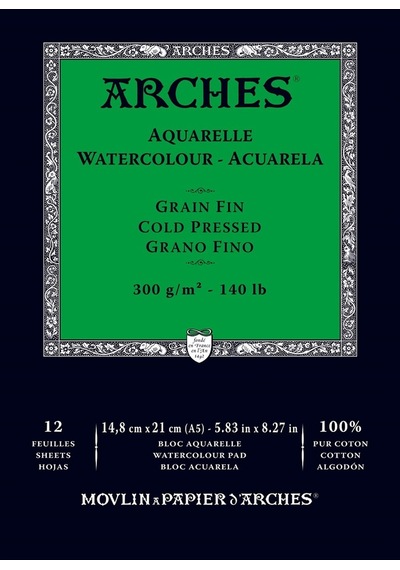 Arches Suluboya Defteri Blok Soğuk Baskı 300 G 15x21 Cm. 12 Yp