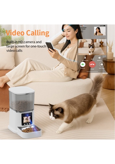 Daphnela Pet Kameralı Akıllı Otomatik Mama Kabı 5 Litrelik Video Özellikli Beyaz