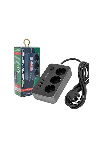 Powermaster PM-17564 3 USB ÇIKIŞLI 10A-2500W 1.8 METRE Kablolu 3' Powermaster PM-17564 3 USB ÇIKIŞLI 10A-2500W 1.8 METRE Kablolu 3'
