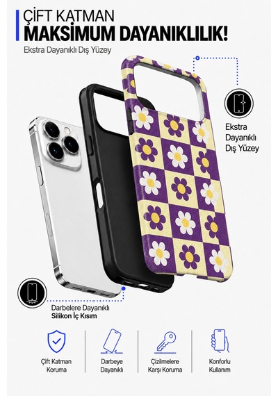 Apple iPhone Uyumlu, 17 Pro Max Pop Art Koleksiyonu Çift Katmanlı Essential Tough Telefon Kılıfı