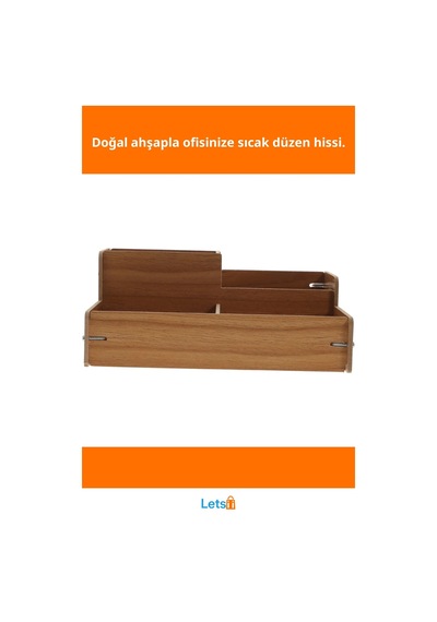 Doğal Ahşap Masa Üstü Düzenleyici Kutu 1 Adet