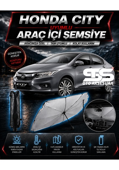 Honda City Araç Ön Cam Güneşliği Katlanabilir Şemsiye Oto Güneşlik Uv Korumalı Gölgelik Araba Oto Şemsiyesi