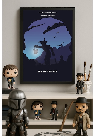 Sea Of Thieves Siyah Ahşap Çerçeveli Poster, Dekoratif Oyun Duvar Tablosu