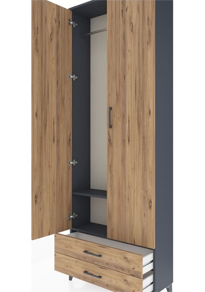 Arges Dolap 2 Raflı 2 Çekmeceli Tek Askılı 88x30x243 Antrasit-çam Antrasit Arges Dolap 2 Raflı 2 Çekmeceli Tek Askılı 88x30x243 Antrasit-çam Antrasit
