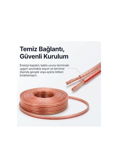 Mn251hkf 2x2.50 Mm Hoparlör Kablosu 50 Metre Şeffaf Kırmızı Çizgili Kordon Amfi Hoparlör Ve Ses Sistemi Kablosu 50 M