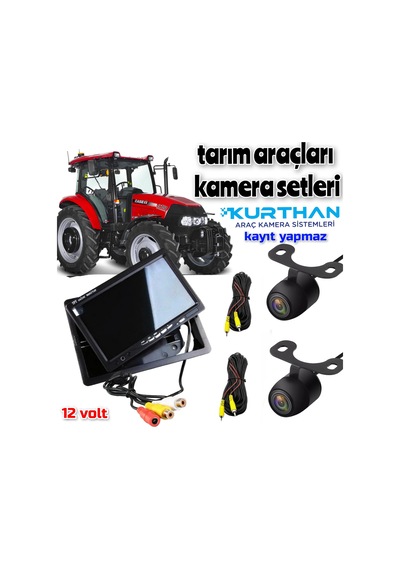 2 Adet Kelebek Kamera 7 İnç Monitör Seti Kayıtsız 12 Volt