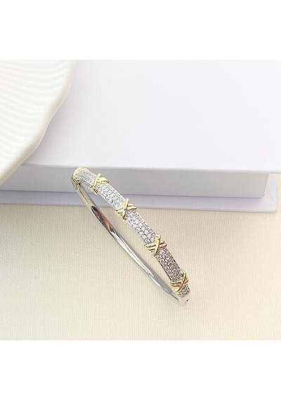 Xoxo Bileklik Kelepçe 316l Paslanmaz Çelik 19 Cm Çift Renk Gümüş