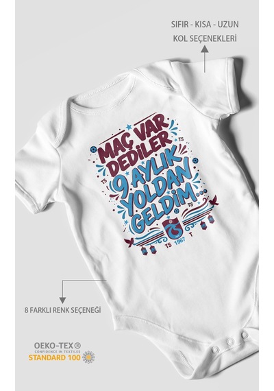Morivokids Maç Var Dediler Yazılı Kısa Kollu Bebek Body %100 Pamuk Beyaz