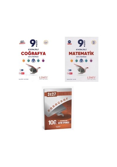 2027 Limit 9. Sınıf Coğrafya Etkinlikli Maarif + Matematik Soru + Anla Kazan Paragraf Deneme 3'lü Set