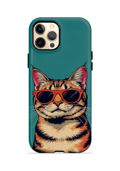 Velvoria Valestra Gözlüklü Cool Kedi Apple iPhone Uyumlu 12 Pro Darbe Korumalı Kılıf Valestra Select - Gözlüklü Cool Kedi