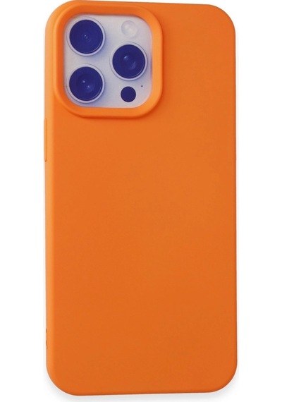 Apple Uyumlu iPhone 15 Pro Max Kılıf Nano İçi Kadife Silikon Turuncu,