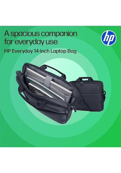 Hp 14" Everyday Laptop Çantası, 600d Geri Dönüşümlü Polyester, 9l, Dolgulu Bölme, Su Geçirmez, Çıkarılabilir Omuz Askısı, Gri