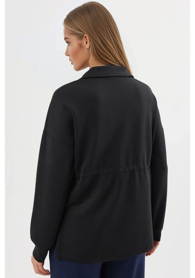 Hiccup Busem Beli Ayarlanabilir Fermuarlı Yaka Sweatshirt Siyah