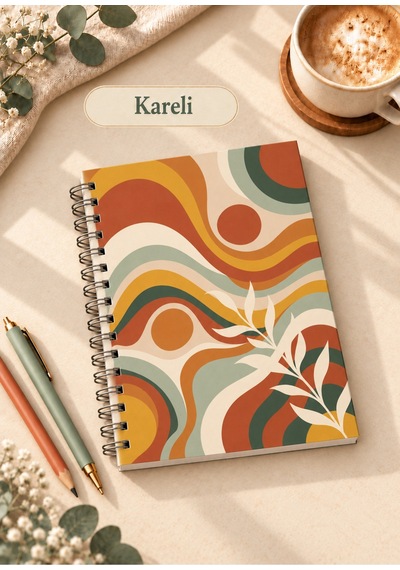 Retro Botanik Temalı 2'li Set A5 Metal Spiralli Çizgili-kareli Karton Kapak Retro Botanik Temalı 2'li Set A5 Çizgili-kareli Defter Çok Renkli