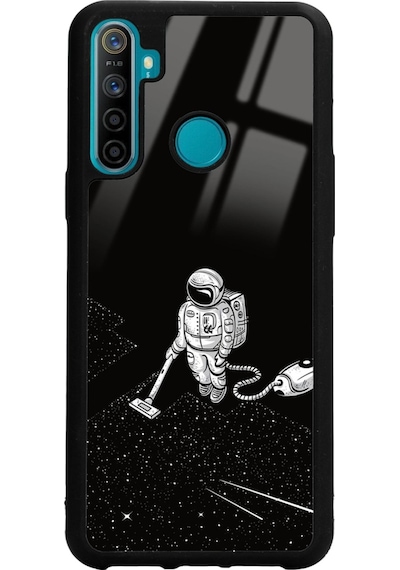 Oppo Realme 5i Astronot Tatiana Tasarımlı Glossy Telefon Kılıfı Siyah