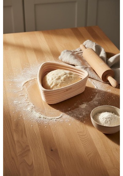 Bambum Puder - Ekmek Mayalama Sepeti Üçgen 16 Cm Ahşap
