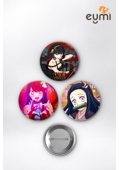 Anime Popüler Kızlar Yor Ai Nezuko Çanta Süsü Rozet İğneli Buton Rozet Seti 58 Mm 3'lü Çok Renkli