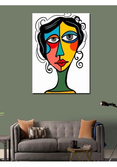 Kanvas Tablo Soyut Yüz Çizimi 50cmx70cm
