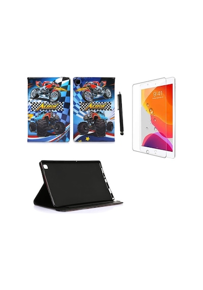 Apple Ipad Mini 5 Kılıf 2019 A2133 A2124 A2125 A2126 Uyumlu Kabartma Resimli+ Ekran Koruyucu + Kalem Kapaklı Kılıf