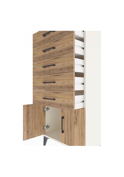 Arges Dolap 5 Raflı 2 Kapaklı 60x30x134 Aytaşı-çam Aytaşı