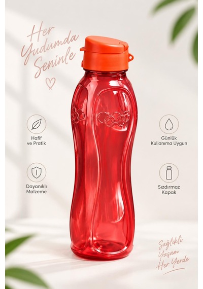Su Matarası 750 Ml Kırmızı Suluk Su Şişesi Okul Spor Tüm Renkler