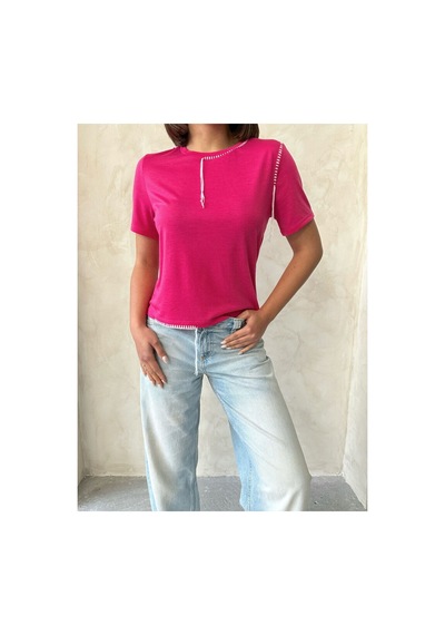 Verymoda Çoban Dikişli Tişört D2629 Fuşya