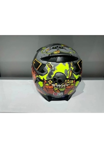 Sway Sw 820 Badboy Full Face Motosiklet Kaskı Gri Sarı Kırmızı