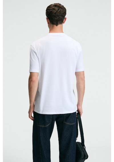 Grimelange CRISP Erkek Oversize %100 Pamuk Baskılı Yuvarlak Yaka Beyaz T-Shirt