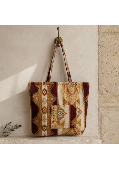 Bk Gift El Yapımı Otantik Türk Kilim Omuz Çantası -12, Günlük, Kitap, Tablet, Plaj Ve Seyahat Çantası Çok Renkli