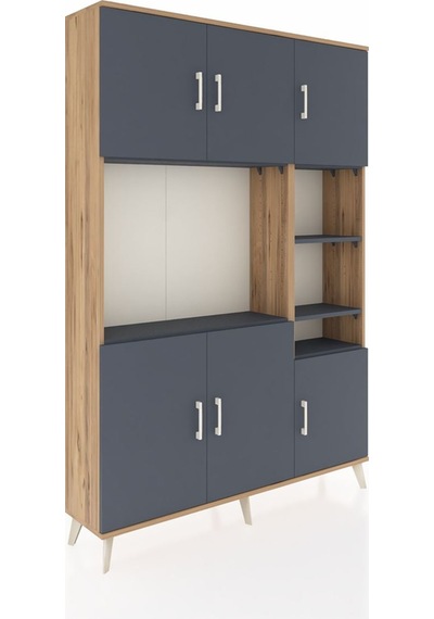 Arges Dolap 10 Raflı 6 Kapaklı 132x30x195 Çam-antrasit/antrasit Çam