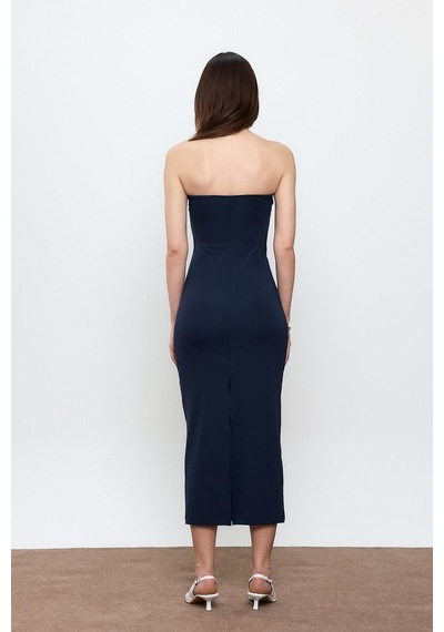 Sherin Lacivert Straplez Maxi Boy Elbise
