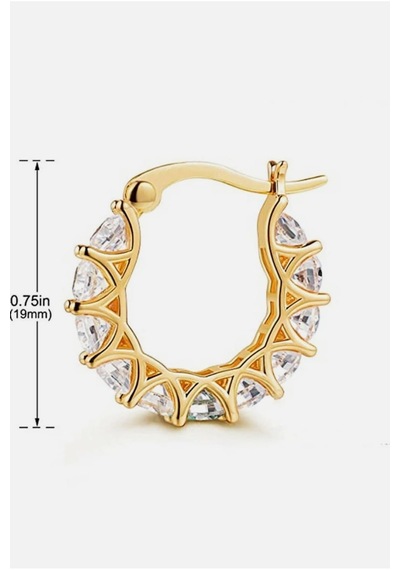 Lunarie 14k Altın Zirkon Taçlı Halka Küpe Modern Kararmaz