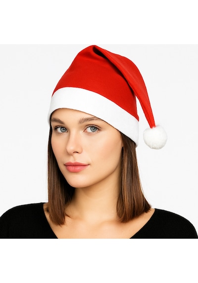 Yetişkin Boy Kırmızı Polar Yeni Yıl Yılbaşı Noel Baba Şapkası Unisex Diğer