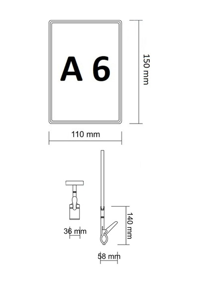 5 Adet Sarı A6 Mandallı Raf Sepet Etiketi Çerçeveli Etiketlik Sarı