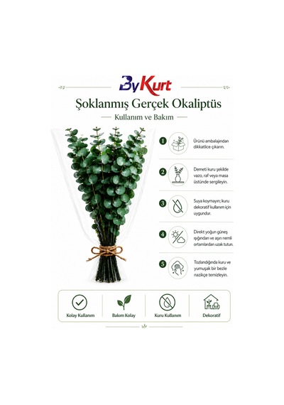 Şoklanmış Gerçek Okaliptüs Demeti Dekoratif Kuru Çiçek Vazo Ve Ev Ofis Dekoru Çok Renkli