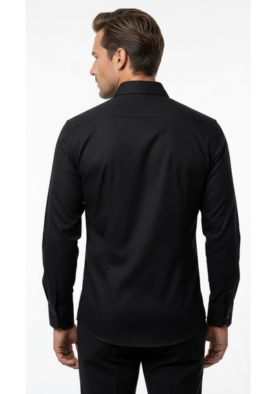Plus Scorpion Erkek Beyaz Klasik Gömlek Slim Fit, Düz Model, Şık Ofis & Günlük Kombin Siyah