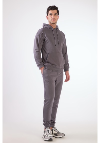 Dufy Antrasit Kapüşonlu Kanguru Cepli Regular Fit Erkek Sweatshirt Antrasit