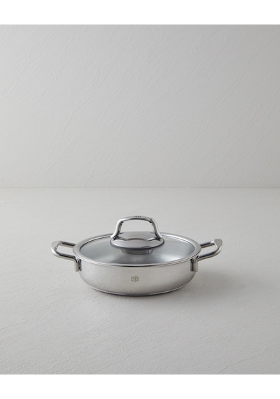 English Home Glow Çelik Cam Kapaklı Sahan 18x5 Cm Silver Silver