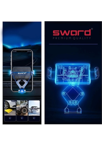 Sword Ayarlanabilir Araç İçi Telefon Tutucu Her Telefon İle Uyumlu Sw-ayr Siyah