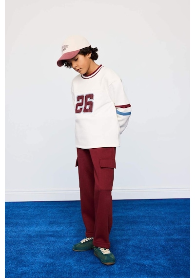 Defacto Erkek Çocuk Loose Fit Kargo Cepli Beli Lastikli Eşofman Altı G5372a825wnbr194 Bordo-br194