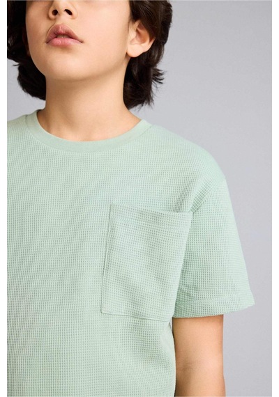 Defacto Tişört Şort Waffle 2li Pijama Takımı Erkek Çocuk D9993a826smkh434 Haki-kh434
