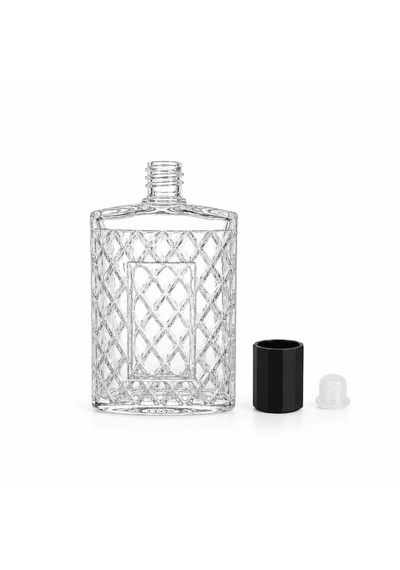 15 Adet Boş Cam Kolonya Şişe, 200 Ml, Kristal Model, Şeffaf, Gold-siyah Kapaklı