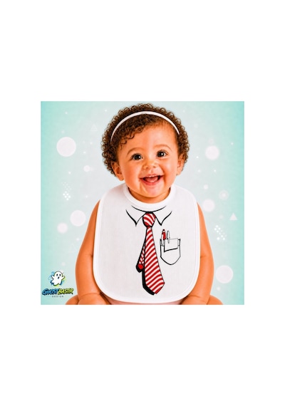 Kravatlı Keten Bebek Mama Önlüğü Yumuşak - Emici - Yıkanabilir - Özel Tasarım P116 Çok Renkli